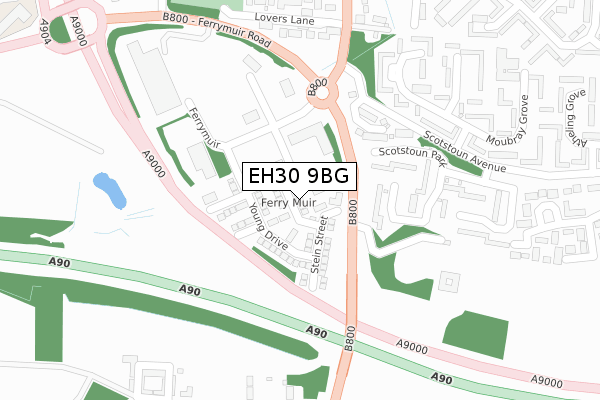 EH30 9BG map - large scale - OS Open Zoomstack (Ordnance Survey)
