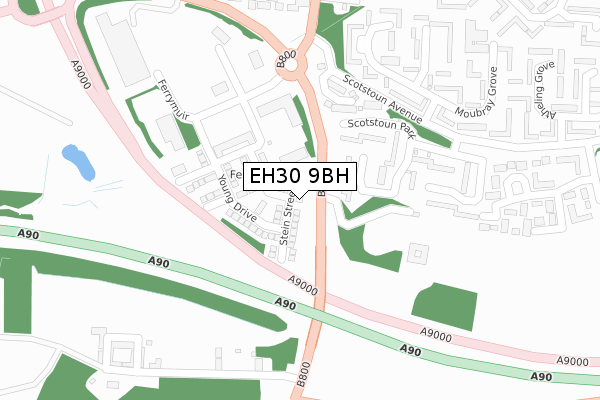 EH30 9BH map - large scale - OS Open Zoomstack (Ordnance Survey)