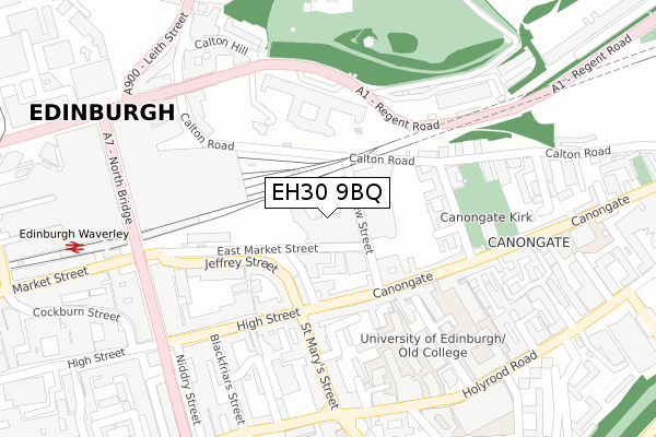 EH30 9BQ map - large scale - OS Open Zoomstack (Ordnance Survey)