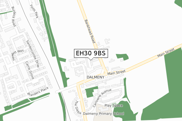 EH30 9BS map - large scale - OS Open Zoomstack (Ordnance Survey)