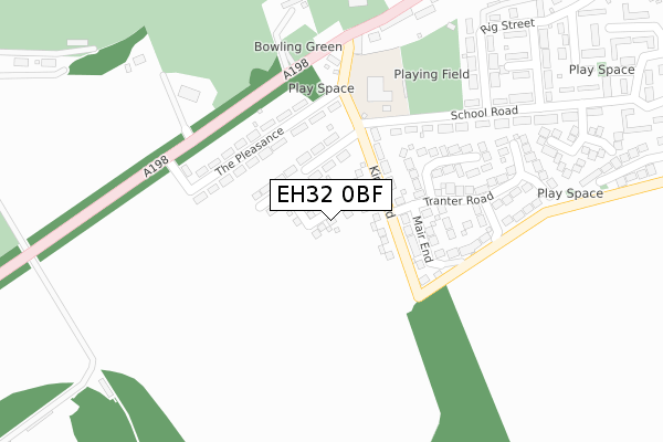 EH32 0BF map - large scale - OS Open Zoomstack (Ordnance Survey)