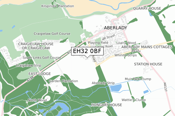 EH32 0BF map - small scale - OS Open Zoomstack (Ordnance Survey)