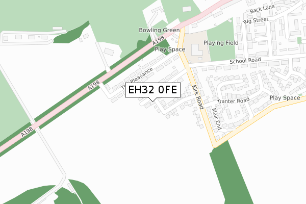 EH32 0FE map - large scale - OS Open Zoomstack (Ordnance Survey)