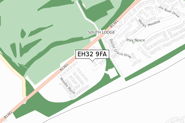 EH32 9FA map - large scale - OS Open Zoomstack (Ordnance Survey) EH32 9FA map - large scale - OS Open Zoomstack (Ordnance Survey)