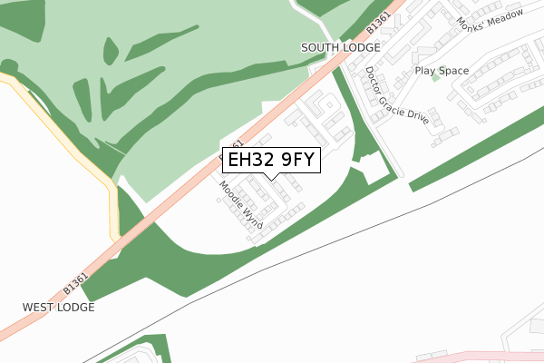 EH32 9FY map - large scale - OS Open Zoomstack (Ordnance Survey) EH32 9FY map - large scale - OS Open Zoomstack (Ordnance Survey)