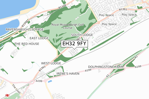 EH32 9FY map - small scale - OS Open Zoomstack (Ordnance Survey)