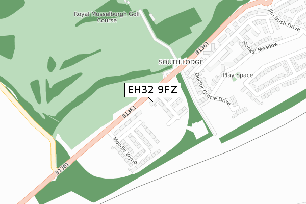 EH32 9FZ map - large scale - OS Open Zoomstack (Ordnance Survey)