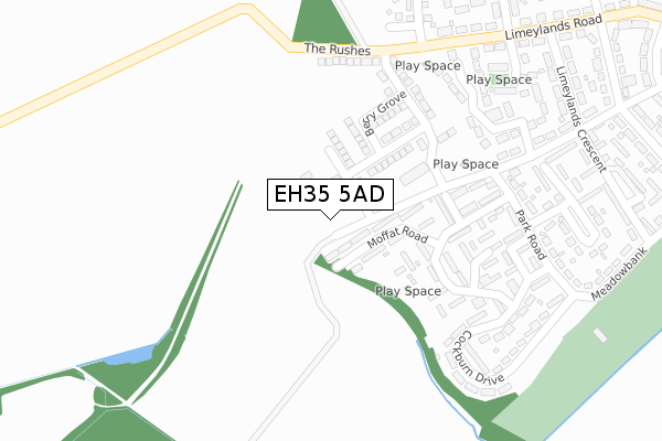 EH35 5AD map - large scale - OS Open Zoomstack (Ordnance Survey)