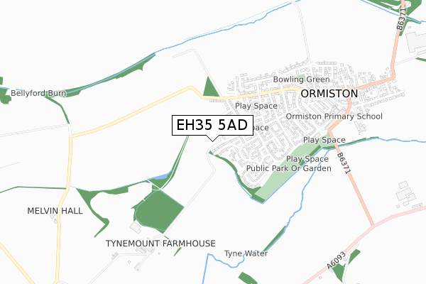 EH35 5AD map - small scale - OS Open Zoomstack (Ordnance Survey)