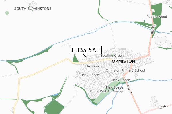 EH35 5AF map - small scale - OS Open Zoomstack (Ordnance Survey)