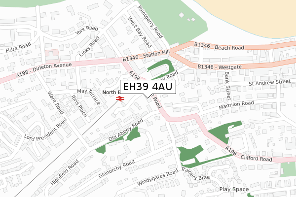 EH39 4AU map - large scale - OS Open Zoomstack (Ordnance Survey)