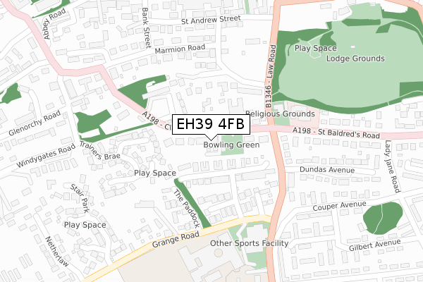 EH39 4FB map - large scale - OS Open Zoomstack (Ordnance Survey)