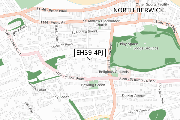 EH39 4PJ map - large scale - OS Open Zoomstack (Ordnance Survey)