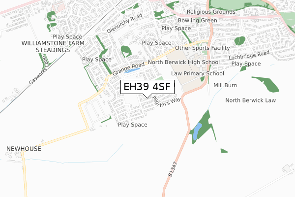 EH39 4SF map - small scale - OS Open Zoomstack (Ordnance Survey)