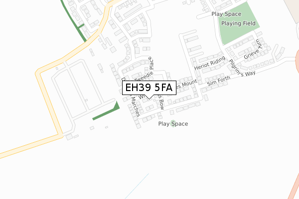 EH39 5FA map - large scale - OS Open Zoomstack (Ordnance Survey)