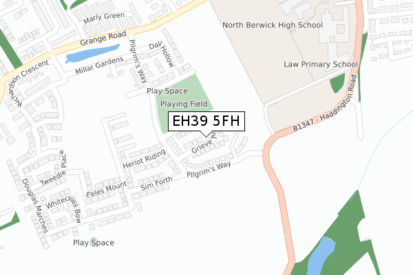 EH39 5FH map - large scale - OS Open Zoomstack (Ordnance Survey)