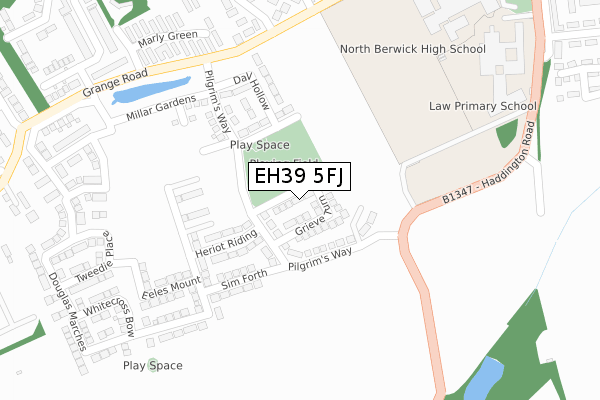 EH39 5FJ map - large scale - OS Open Zoomstack (Ordnance Survey)