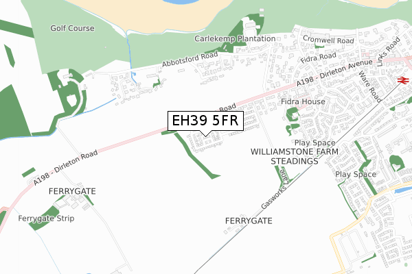 EH39 5FR map - small scale - OS Open Zoomstack (Ordnance Survey)