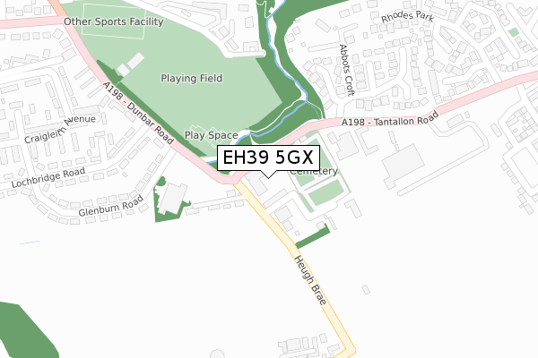 EH39 5GX map - large scale - OS Open Zoomstack (Ordnance Survey)