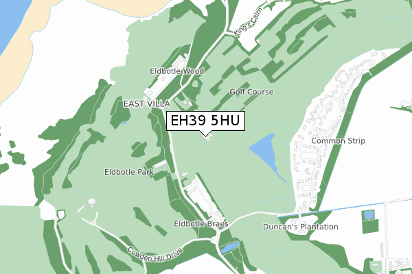 EH39 5HU map - small scale - OS Open Zoomstack (Ordnance Survey)
