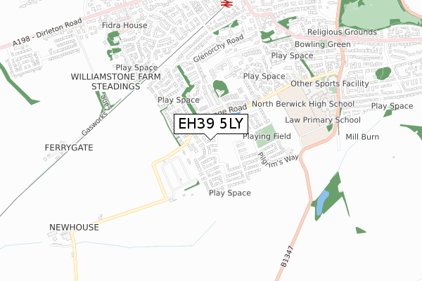 EH39 5LY map - small scale - OS Open Zoomstack (Ordnance Survey)