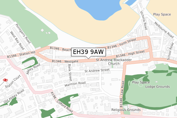 EH39 9AW map - large scale - OS Open Zoomstack (Ordnance Survey) EH39 9AW map - large scale - OS Open Zoomstack (Ordnance Survey)