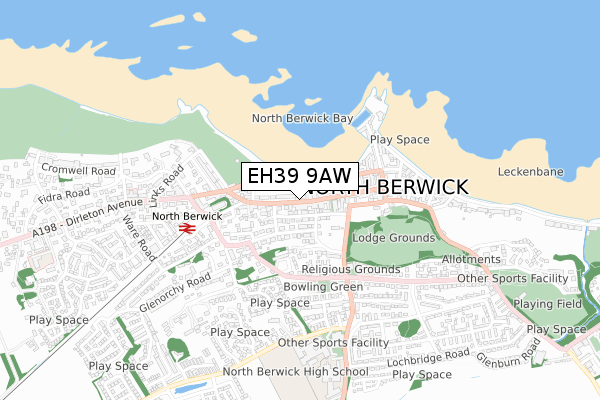 EH39 9AW map - small scale - OS Open Zoomstack (Ordnance Survey)