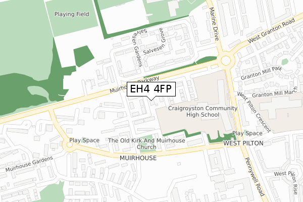 EH4 4FP map - large scale - OS Open Zoomstack (Ordnance Survey)