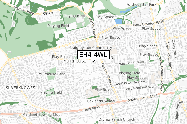 EH4 4WL map - small scale - OS Open Zoomstack (Ordnance Survey)