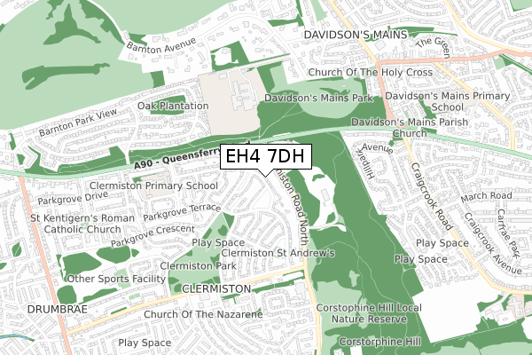 EH4 7DH map - small scale - OS Open Zoomstack (Ordnance Survey)