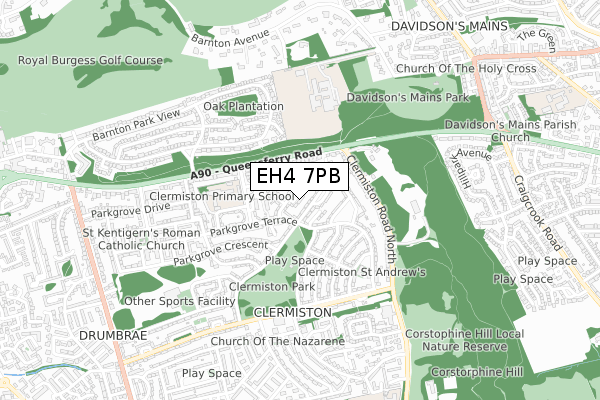 EH4 7PB map - small scale - OS Open Zoomstack (Ordnance Survey)