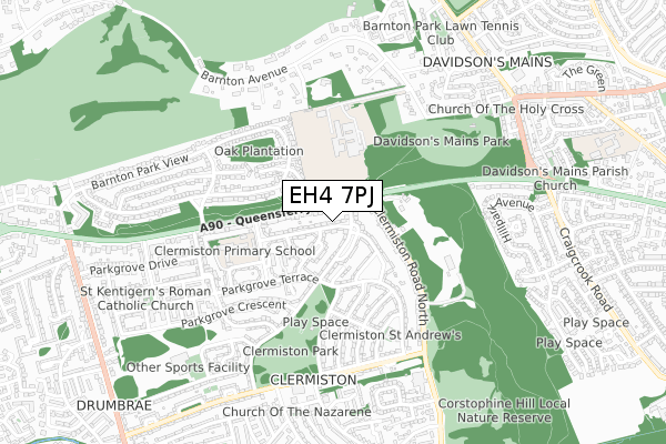 EH4 7PJ map - small scale - OS Open Zoomstack (Ordnance Survey)