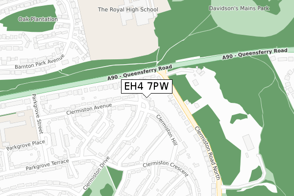 EH4 7PW map - large scale - OS Open Zoomstack (Ordnance Survey)