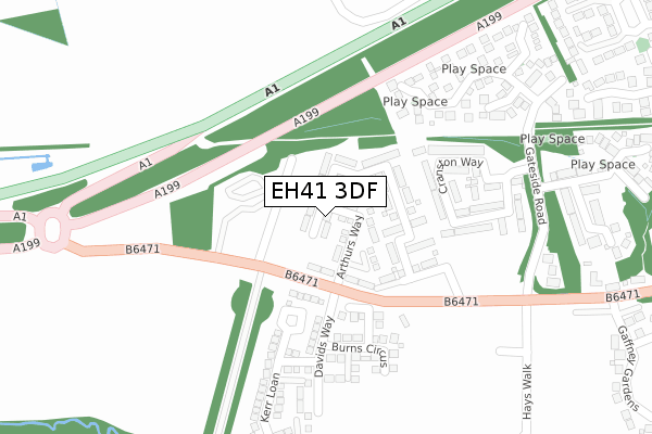 EH41 3DF map - large scale - OS Open Zoomstack (Ordnance Survey)