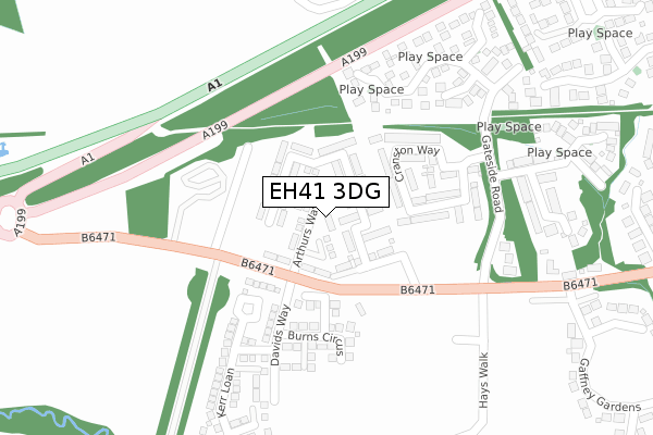 EH41 3DG map - large scale - OS Open Zoomstack (Ordnance Survey)