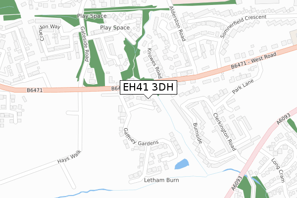 EH41 3DH map - large scale - OS Open Zoomstack (Ordnance Survey)