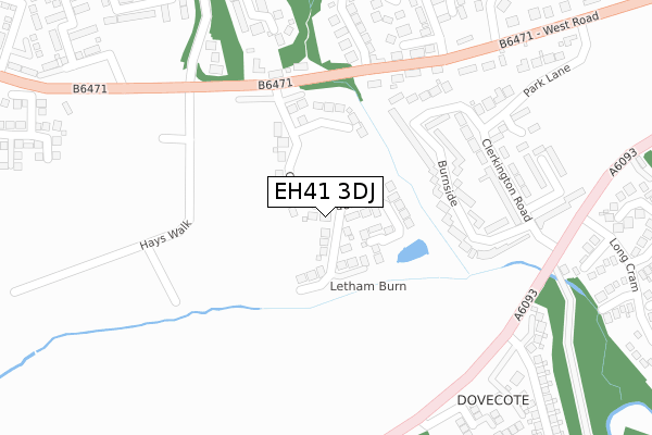 EH41 3DJ map - large scale - OS Open Zoomstack (Ordnance Survey)