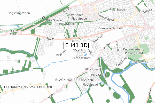 EH41 3DJ map - small scale - OS Open Zoomstack (Ordnance Survey)