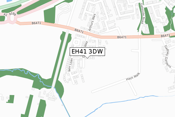 EH41 3DW map - large scale - OS Open Zoomstack (Ordnance Survey)