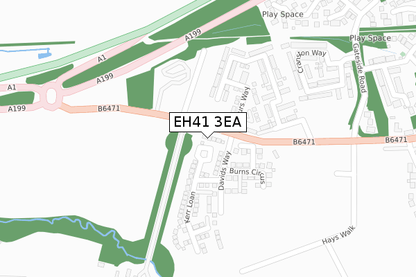 EH41 3EA map - large scale - OS Open Zoomstack (Ordnance Survey)