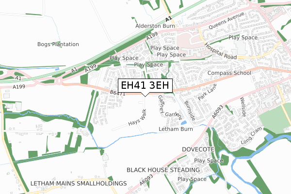 EH41 3EH map - small scale - OS Open Zoomstack (Ordnance Survey)