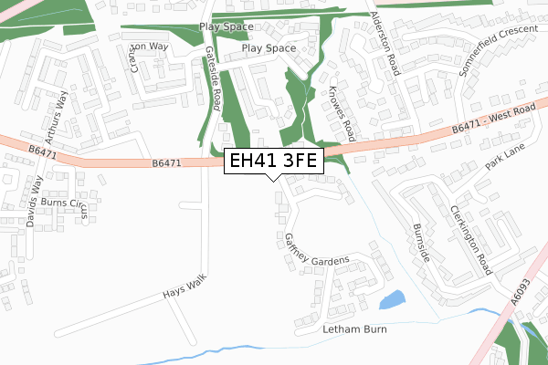 EH41 3FE map - large scale - OS Open Zoomstack (Ordnance Survey)