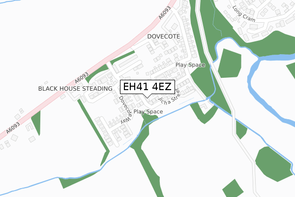 EH41 4EZ map - large scale - OS Open Zoomstack (Ordnance Survey)