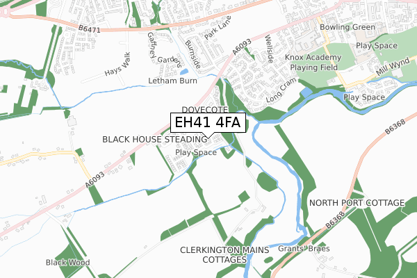 EH41 4FA map - small scale - OS Open Zoomstack (Ordnance Survey)