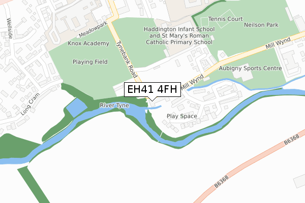 EH41 4FH map - large scale - OS Open Zoomstack (Ordnance Survey)