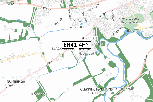 EH41 4HY map - small scale - OS Open Zoomstack (Ordnance Survey)