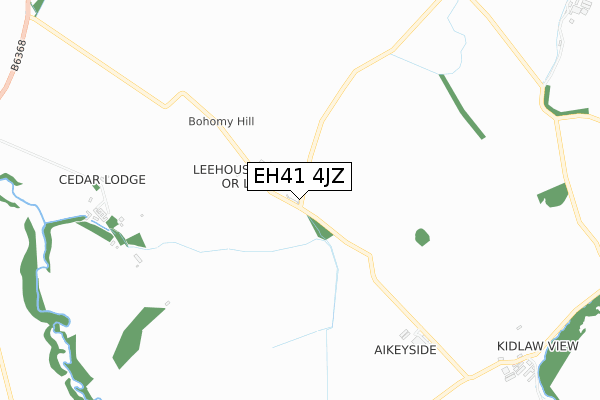 EH41 4JZ map - small scale - OS Open Zoomstack (Ordnance Survey)