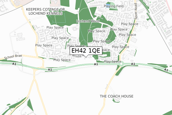 EH42 1QE map - small scale - OS Open Zoomstack (Ordnance Survey) EH42 1QE map - small scale - OS Open Zoomstack (Ordnance Survey)