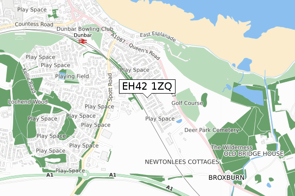EH42 1ZQ map - small scale - OS Open Zoomstack (Ordnance Survey)