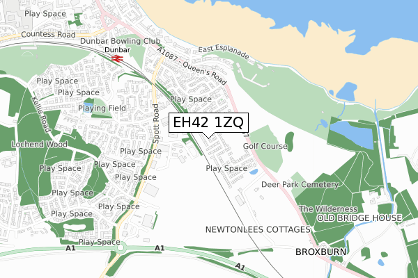 EH42 1ZQ map - small scale - OS Open Zoomstack (Ordnance Survey) EH42 1ZQ map - small scale - OS Open Zoomstack (Ordnance Survey)